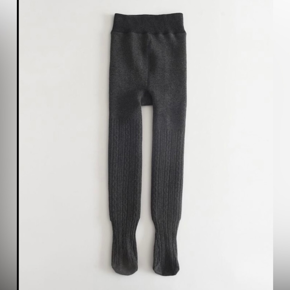 Girls Dark Gray Fleece Lined Tights, 1pc